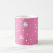Mug Rose avec points blancs et flocons de neige (Centre)