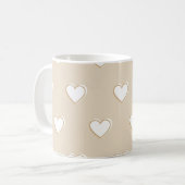 Mug Rose blanc Beige mignon Motif de coeur simple (Devant gauche)