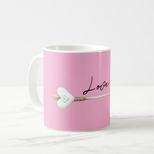 Mug Rose Blanc Coeur Cloud Flèche d'amour (Devant gauche)