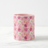 Mug Rose Blanc Rose Pâle Magenta Floral Fleurs (Centre)