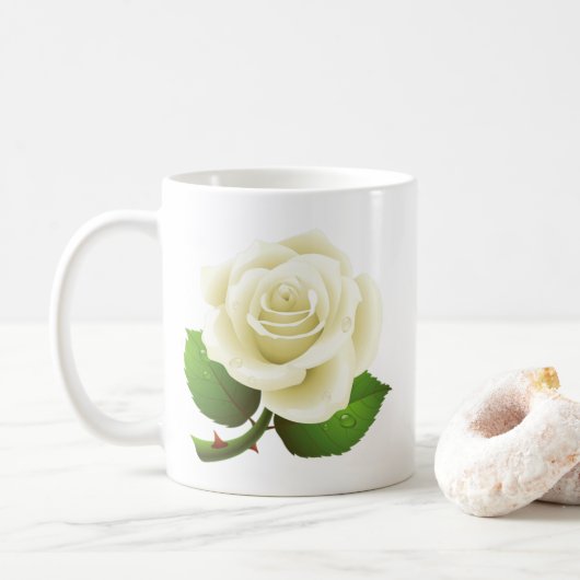 Mug Rose blanche d'Austin (Avec donut)