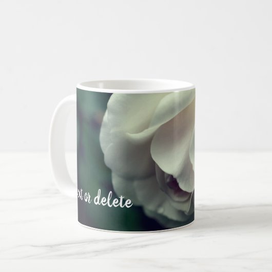 Mug Rose blanche douce personnalisée (Devant gauche)