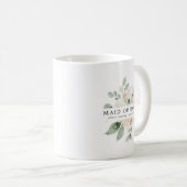 Mug Rose blanche Floral Maid of Honor (Devant droit)