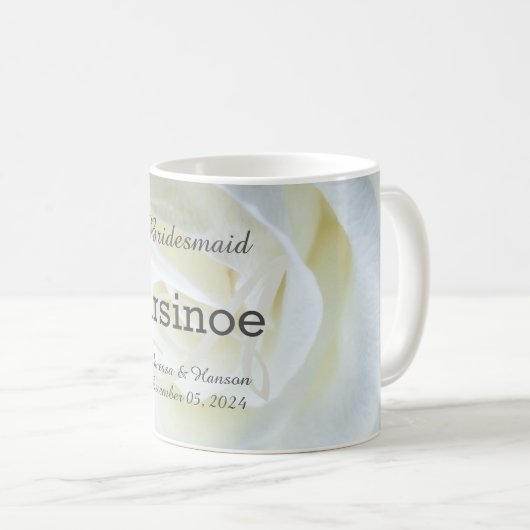 Mug Rose blanche moderne Monogramme (Devant droit)