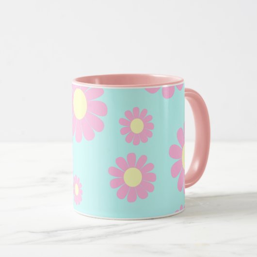 Mug Rose bleu marron (Devant droit)