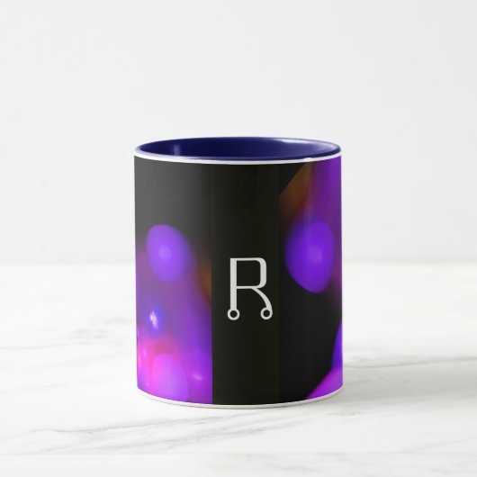 MUG ROSE BLEU PURPLE NOIR FRACTAL BUBBLES MONOGRAM (Centre)
