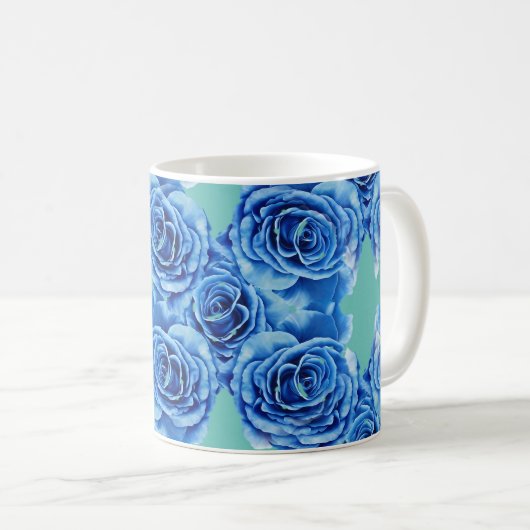 Mug Rose bleu romantique (Devant droit)