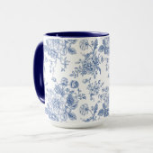 Mug Rose bleu vintage motif floral (Devant gauche)