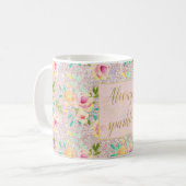 Mug Rose Blush Faux Parties scintillant Étincelle Flor (Devant gauche)