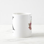 Mug Rose Boho Féminin Floral Monogramme Initiale K (Centre)