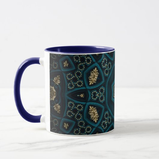 Mug Rose Boho Gold Vert Mandala (Gauche)