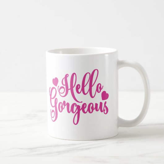 Mug Rose Bonjour merveilleuse citation (Droite)