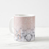 Mug Rose brillant Parties scintillant or Marbre Ombre (Devant gauche)