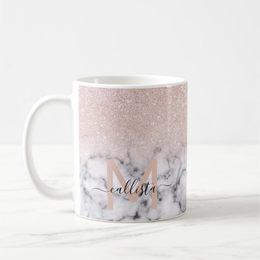 Mug Rose brillant Parties scintillant or Marbre Ombre (Gauche)
