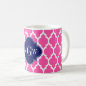 Mug Rose Chaud #2 Blanc Marocain #4 Navy Monogramme No (Devant droit)