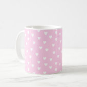 Mug Rose chaud avec Coeurs blancs (Devant gauche)