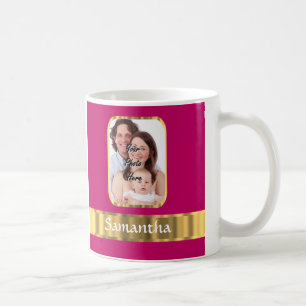 Mug Rose chaud et or personnalisé