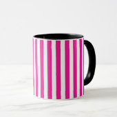 Mug Rose Chaud et Rayures Verticales Blanches Minimali (Devant droit)