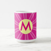 Mug Rose chaud soleil éclat Monogramme jaune Cercle (Centre)