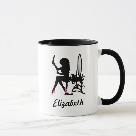 Mug Rose chic et femme de couleur de silhouette de (Droite)