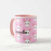 Mug Rose Chic Moderne Cute Fluffé Lapin Lapin (Devant gauche)