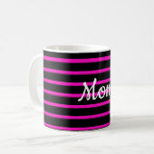 Mug Rose Choc et Rayures Noires (Devant gauche)