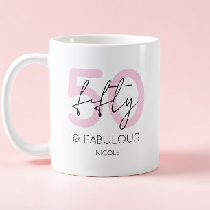 Mug Rose Cinquante et fabuleuse Fête d'anniversaire mo