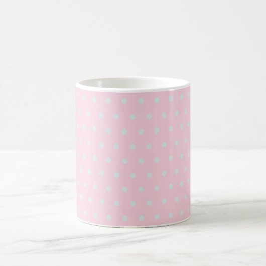 Mug Rose Clair Points Bleus Gris Clair (Centre)