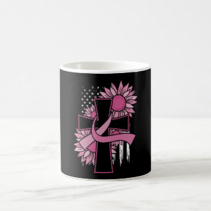 Mug Rose Cross Faith Christian Breast Cancer Awareness