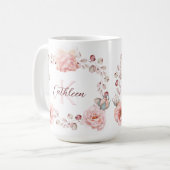 Mug Rose d'aquarelle Wreath personnalisée | BLANCHE (Devant gauche)