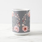 Mug Rose d'aquarelle Wreath personnalisée | Gray (Centre)