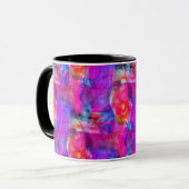 Mug Rose d'art, bleu, arrière - plan rouge de texture (Devant gauche)