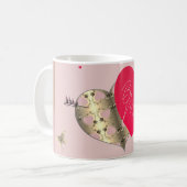 Mug Rose de bronze rose Coeur rouge Saint Valentin (Devant gauche)
