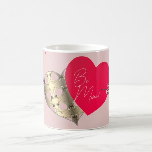Mug Rose de bronze rose Coeur rouge Saint Valentin (Centre)