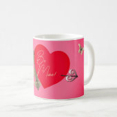 Mug Rose de bronze rose Coeur rouge Saint Valentin (Devant droit)