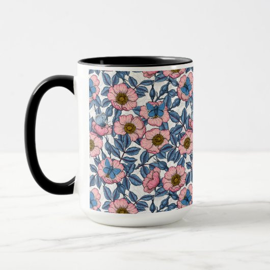 Mug Rose de chien et papillons (Gauche)