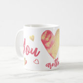 Mug Rose de coeur Gold "Vous êtes l'UN" (Devant gauche)