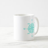 Mug Rose de la boussole blanche marine côtière (Devant droit)