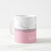 Mug Rose de marbre blanc de parties scintillantes (Devant gauche)