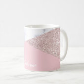 Mug Rose de marbre blanc de parties scintillantes (Devant droit)