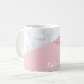 Mug Rose de marbre blanc de parties scintillantes (Devant gauche)