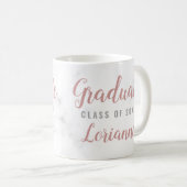 Mug Rose de marbre diplômé Nom monogramme de l'or (Devant droit)