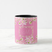 Mug Rose de monogramme floral (Centre)