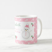 Mug Rose de Noël avec bonhomme de neige (Devant droit)