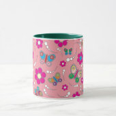 Mug rose de papillon de motif (Centre)