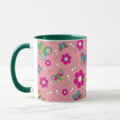 Mug rose de papillon de motif (Gauche)