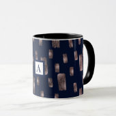 Mug Rose de pinceau moderne or & marine Blue Sparkel (Devant droit)