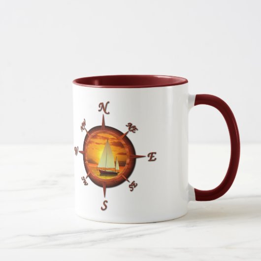 Mug Rose de voilier et de boussole (Droite)
