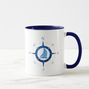 Mug Rose de voilier et de boussole
