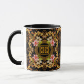 Mug Rose d'or noir floral baroque (Gauche)